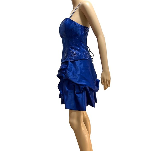 Hailey Logan by Adrianna Papell Royal Blue Strapless Bubble Party, Prom Dress - Picture 5 of 8